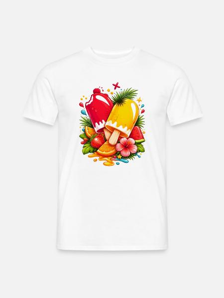Tropisches Eis mit Früchten Illustration  - Männer T-Shirt - Weiß
