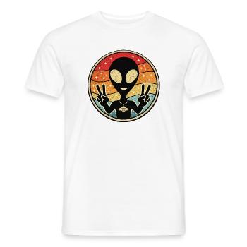 Alien Peace Retro Sticker - Men's T-Shirt - white - Front - AI Model Male 178 dark (178cm)