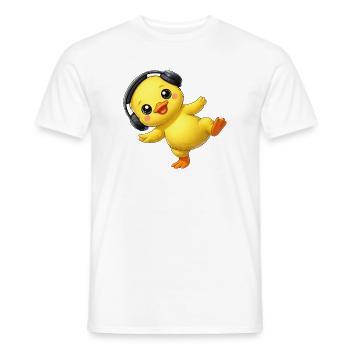 Cute Duck With Headphones Dancing Music Techno - Men's T-Shirt - white - Front - AI Model Male 178 dark (178cm)