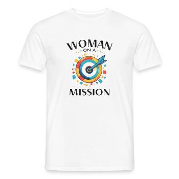 Woman On A Mission – Modern Power Look - Men's T-Shirt - white - Front - AI Model Male 178 dark (178cm)