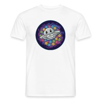 Cuddly UFO with star magic - Men's T-Shirt - white - Front - AI Model Male 178 dark (178cm)