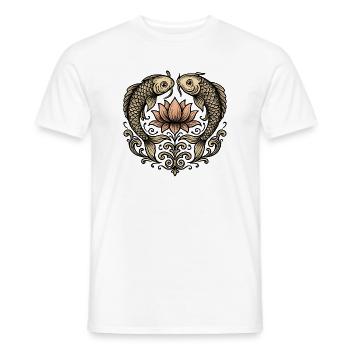 Koi and Lotus: Elegant Ornament - Men's T-Shirt - white - Front - AI Model Male 178 dark (178cm)
