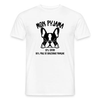 Pyjamas Dog French Bulldog Humor - Men's T-Shirt - white - Front - AI Model Male 178 dark (178cm)