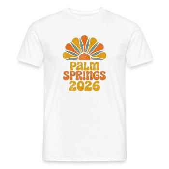 Palm Springs 2026 Retro Sunburst - Männer T-Shirt - Weiß - Vorne - AI Model Male 178 dark (178cm)