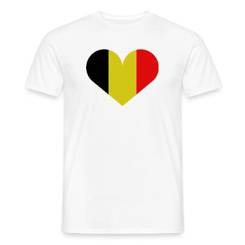 Drapeau belge en forme de cœur - T-shirt homme - blanc - Devant - AI Model Male 178 dark (178cm)