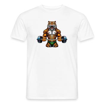 Strong Fitter Tiger Illustration - Men's T-Shirt - white - Front - AI Model Male 178 dark (178cm)