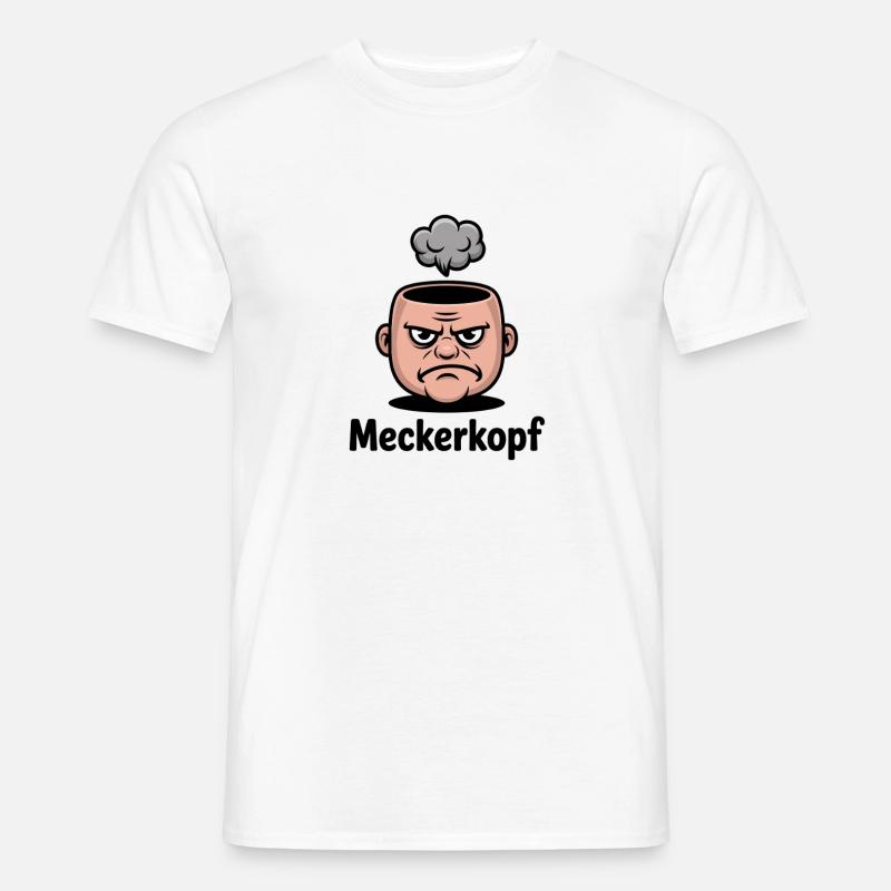 Meckerkopf Genervtes Grumpy Comic Gesicht - Männer T-Shirt - Weiß