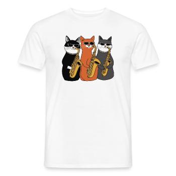 Katzen Saxophon Trio - Männer T-Shirt - Weiß - Vorne - AI Model Male 178 dark (178cm)