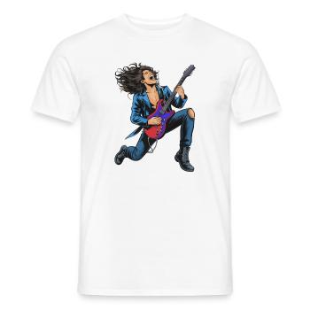 High-energy rock guitar performance - Men's T-Shirt - white - Front - AI Model Male 178 dark (178cm)