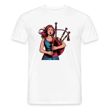 Dudelsack-Rockerin im Fokus - Männer T-Shirt - Weiß - Vorne - AI Model Male 178 dark (178cm)