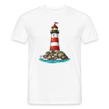 Lighthouse with red stripes - Men's T-Shirt - white - Front - AI Model Male 178 dark (178cm)