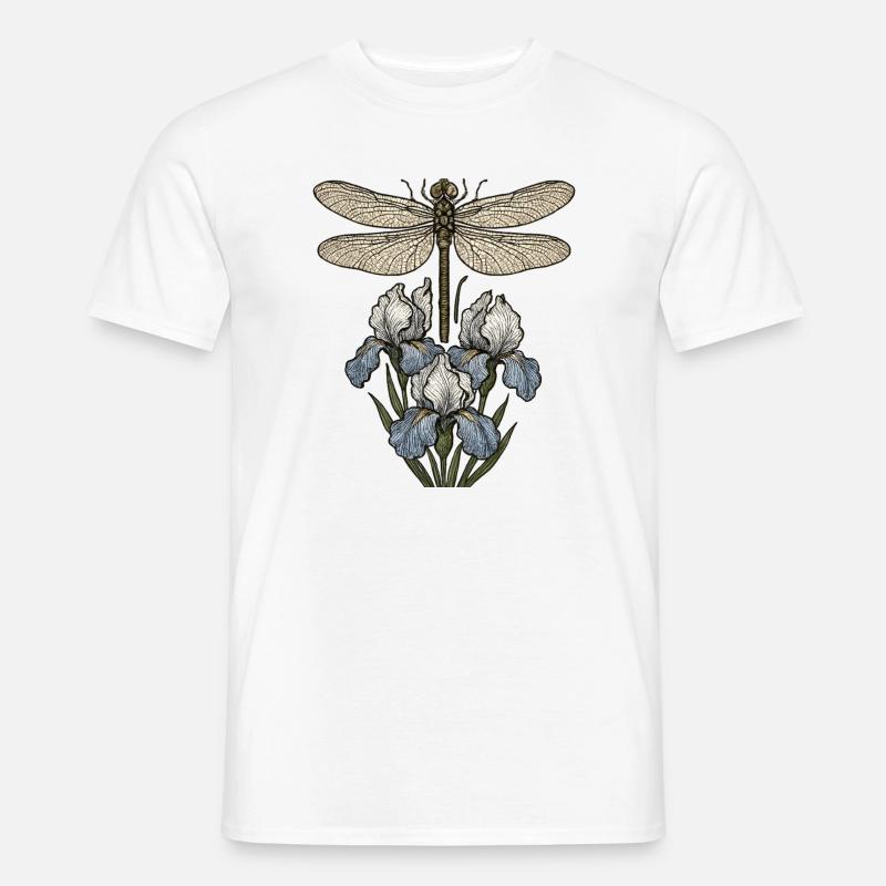 Libelle über Irisblüten - Männer T-Shirt - Weiß
