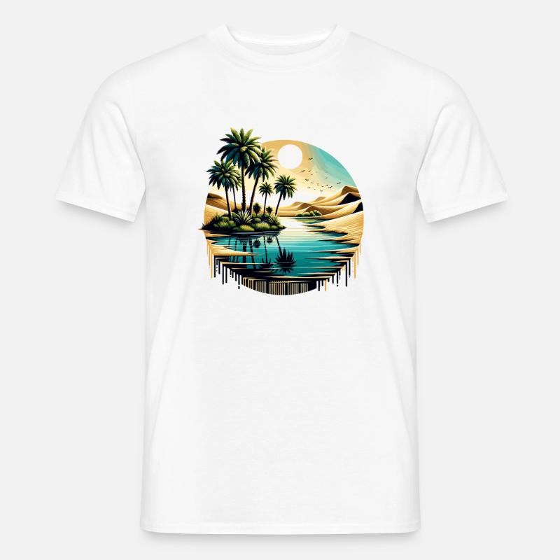 Desert Palm Tree at Ocean Circle - Men's T-Shirt - white
