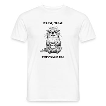 Its Fine In Fine Coffee Otter Humor - Men's T-Shirt - white - Front - AI Model Male 178 dark (178cm)