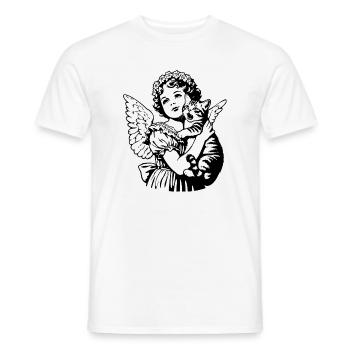 Ange avec chat – Illustration vintage de chérubin - T-shirt homme - blanc - Devant - AI Model Male 178 dark (178cm)