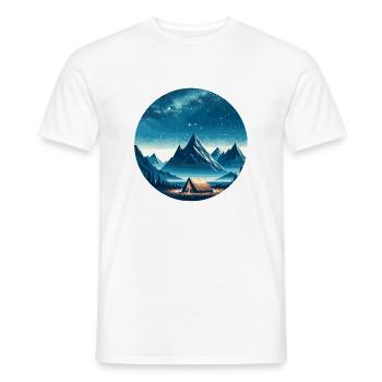 Night Mountains Tent Landscape - Men's T-Shirt - white - Front - AI Model Male 178 dark (178cm)