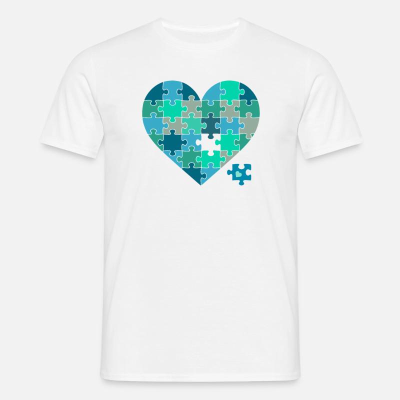Puzzleherz Blaugrün - Männer T-Shirt - Weiß