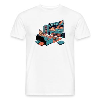 Épais canapé Cat Chips TV Cinéma Motif du chat du soir - T-shirt homme - blanc - Devant - AI Model Male 178 dark (178cm)