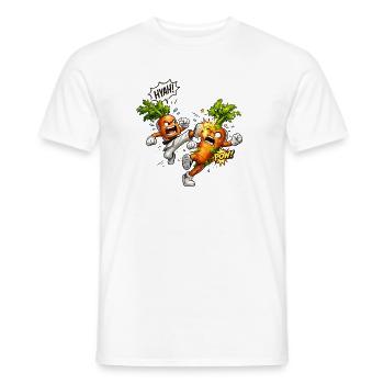 Karate-Karotten im Duell - Männer T-Shirt - Weiß - Vorne - AI Model Male 178 dark (178cm)
