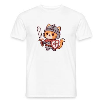 Knight Cat - Sword & Shield - Men's T-Shirt - white - Front - AI Model Male 178 dark (178cm)