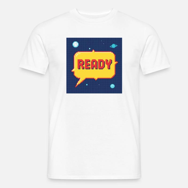Ready Pixel Speech Bubble in Space - Men’s T-shirt - white