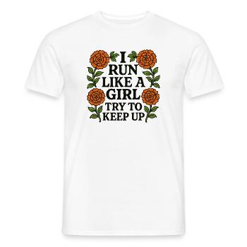 I Run Like a Girl Floral Rally - Men's T-Shirt - white - Front - AI Model Male 178 dark (178cm)