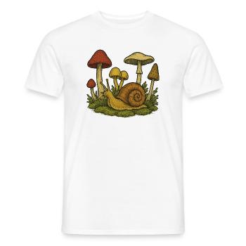 Whimsical Mushroom Snail Sketch - Men's T-Shirt - white - Front - AI Model Male 178 dark (178cm)