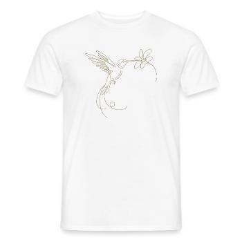 Minimalist Hummingbird Silhouette Bird Flying - Men's T-Shirt - white - Front - AI Model Male 178 dark (178cm)