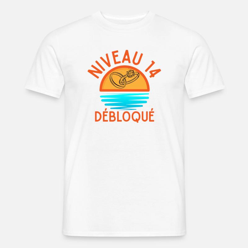 Level 14 Freigeschaltetes Jubiläumspaar - Männer T-Shirt - Weiß