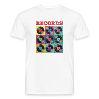 Disques vinyles colorés Pop Art - T-shirt homme - blanc - Devant - AI Model Male 178 dark (178cm)
