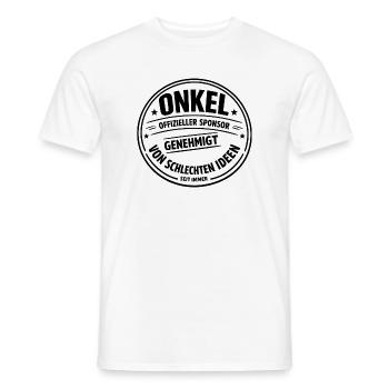 Onkel Sponsor schlechter Ideen | Lustiger Spruch - Männer T-Shirt - Weiß - Vorne - AI Model Male 178 dark (178cm)