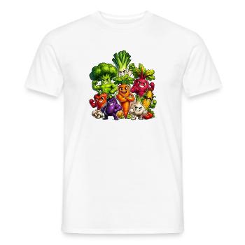 Strong vegetables in a comic look - Men's T-Shirt - white - Front - AI Model Male 178 dark (178cm)