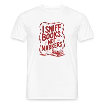 Ich schnüffle Bücher | Humor für Leser - Männer T-Shirt - Weiß - Vorne - AI Model Male 178 dark (178cm)