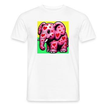 Éléphant au cœur et au cœur - T-shirt homme - blanc - Devant - AI Model Male 178 dark (178cm)