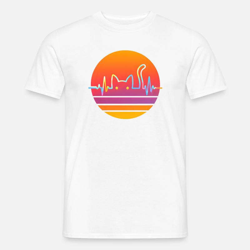 Kat Hjerteslag Kat Elsker Gaveidé - Mænd T-shirt - hvid