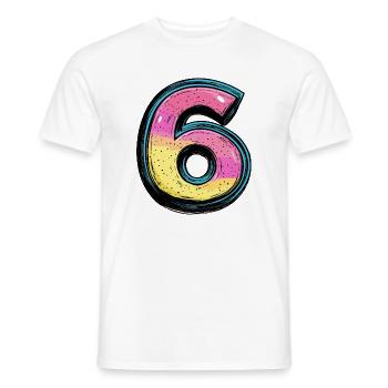 6 Zahl Bunt - Männer T-Shirt - Weiß - Vorne - AI Model Male 178 dark (178cm)