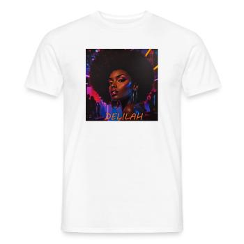Delilah Neon Afro-Porträt - Männer T-Shirt - Weiß - Vorne - AI Model Male 178 dark (178cm)
