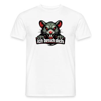Fiese Ratte mit bösem Spruch "Ich besuch dich" - Männer T-Shirt - Weiß - Vorne - AI Model Male 178 dark (178cm)