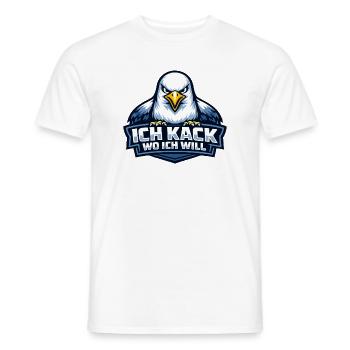 Böse Möwe "Ich kack wo ich will" Spruch - Männer T-Shirt - Weiß - Vorne - AI Model Male 178 dark (178cm)