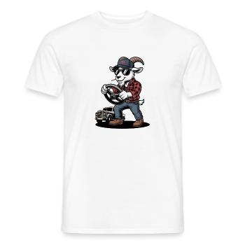 Chauffeur de dessin animé de chèvres occasionnels - T-shirt homme - blanc - Devant - AI Model Male 178 dark (178cm)
