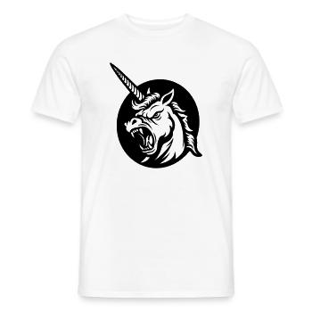 Brüllendes Einhorn – Aggressiver Einhornkopf - Männer T-Shirt - Weiß - Vorne - AI Model Male 178 dark (178cm)