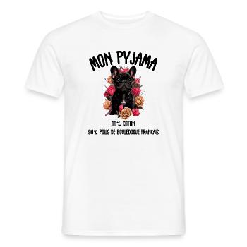 Pyjama Chien Bouledogue Français Humour - T-shirt homme - blanc - Devant - AI Model Male 178 dark (178cm)