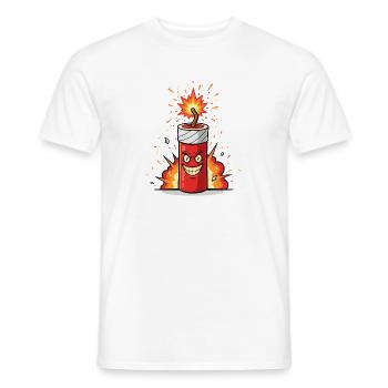 Angry Firecracker Comic - Men's T-Shirt - white - Front - AI Model Male 178 dark (178cm)