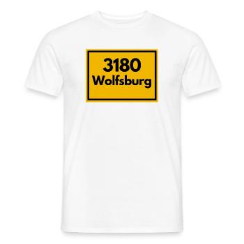ALTE POSTLEITZAHL PLZ RETRO 3180 WOLFSBURG  - Männer T-Shirt - Weiß - Vorne - AI Model Male 178 dark (178cm)