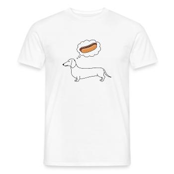 Dachshund thinks hot dog - Men's T-Shirt - white - Front - AI Model Male 178 dark (178cm)