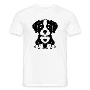 Chiot câlin au cœur tendre - T-shirt homme - blanc - Devant - AI Model Male 178 dark (178cm)