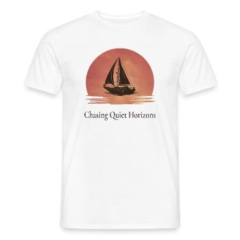 À la poursuite de la conception de voiles de Quiet Horizons - T-shirt homme - blanc - Devant - AI Model Male 178 dark (178cm)