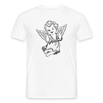Angel Makes Skirt Sign - Vintage Illustration - Men's T-Shirt - white - Front - AI Model Male 178 dark (178cm)