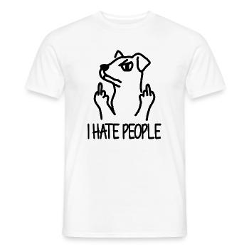 Hund Mittelfinger Ich hasse Menschen Spruch - Männer T-Shirt - Weiß - Vorne - AI Model Male 178 dark (178cm)