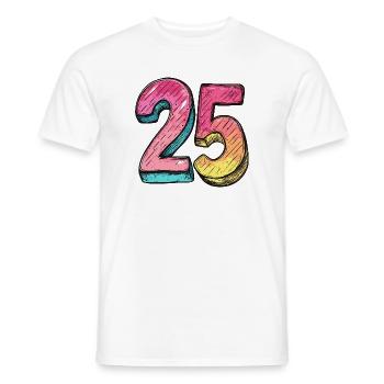 25 Zahl Bunt - Männer T-Shirt - Weiß - Vorne - AI Model Male 178 dark (178cm)